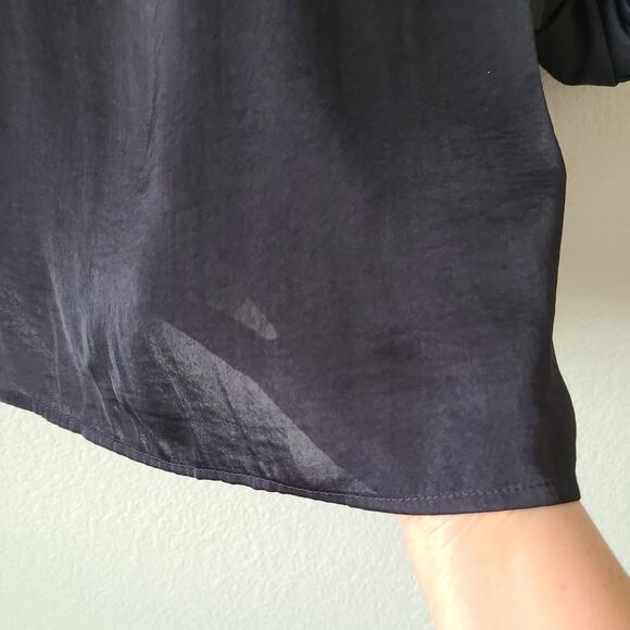 NEW Simply Vera Vera Wang Semi Sheer Women Shirt Blouse XXL Black Roll Tab Sl‎ - Picture 6 of 14